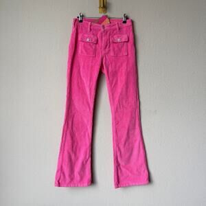NEW NWT Vilagallo Pink Corduroy Flare Pants Size 40